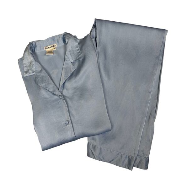 WinterSilks Other - WinterSilks 2 Piece Silk Pajama Set Long Sleeve Top Pants Women's Medium Blue